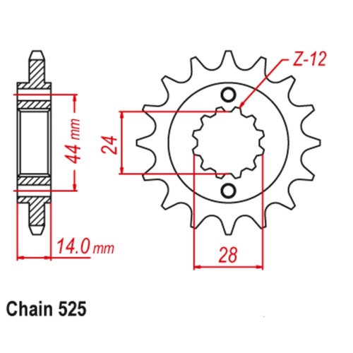 Supersprox 17 Tooth Steel Front Sprocket for Honda VT750S 2012-2015