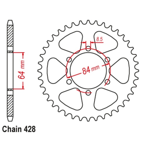 Supersprox 45 Tooth Steel Rear Sprocket for Honda CT90 1973-1974