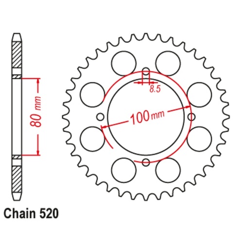 Supersprox 46 Tooth Steel Rear Sprocket for Suzuki RG250F 1986-1988