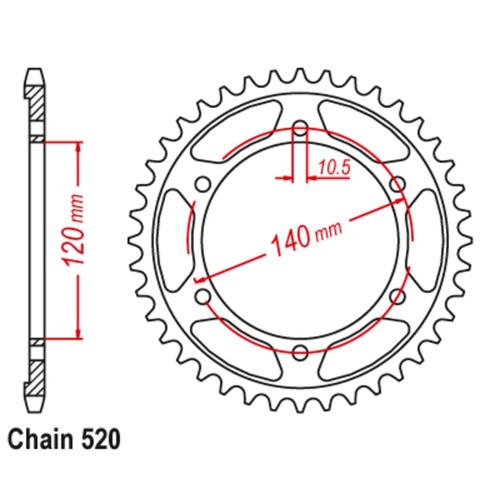 Supersprox 44 Tooth Steel Rear Sprocket for Kawasaki EN500 Vulcan 1996-2006