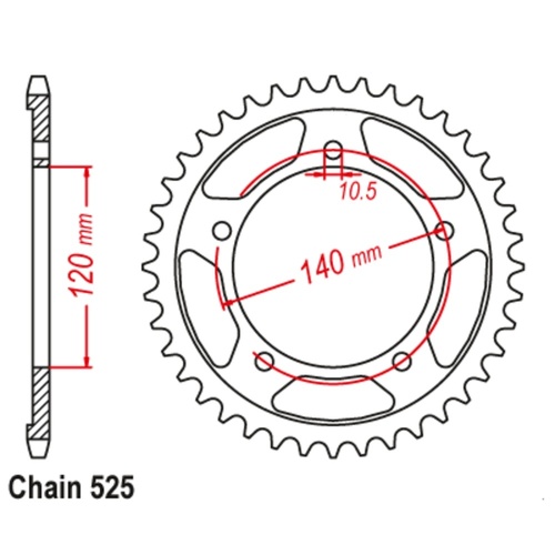 Supersprox 45 Tooth Steel Rear Sprocket for Triumph Bonneville T100 2002-2016