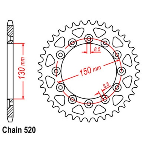 Supersprox 53 Tooth Steel Rear Sprocket for Yamaha YZ450F 2018-2019