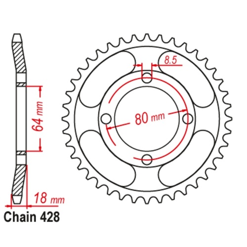 Supersprox 51 Tooth Steel Rear Sprocket for Yamaha AG175 1974-1995