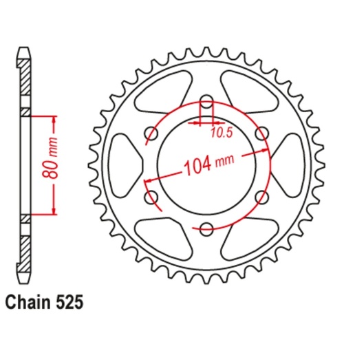 Supersprox 43 Tooth Steel Rear Sprocket for Kawasaki Z1000 ABS Special Edition 2015