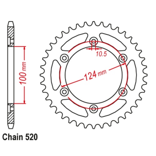 Supersprox 45 Tooth Steel Rear Sprocket for Ducati Monster 800 2003-2004