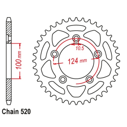 Supersprox 48 Tooth Steel Rear Sprocket for Ducati Scrambler Cafe Racer 2018-2021