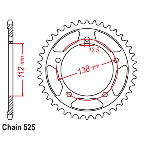 Supersprox 44 Tooth Steel Rear Sprocket for Honda CBR650R 2019-2023