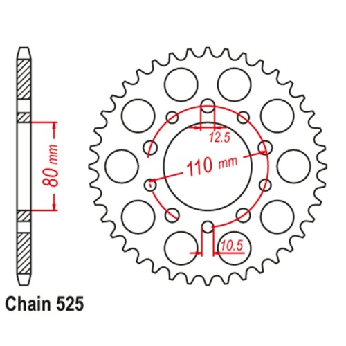 Supersprox 44 Tooth Steel Rear Sprocket for Honda CRF1000L Africa Twin 2016-2019