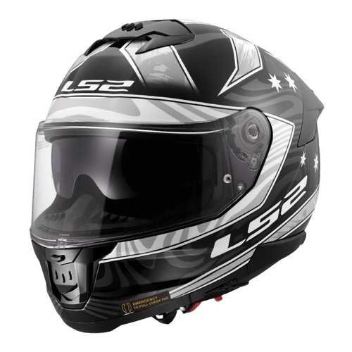 LS2 FF808 Stream II Galdam Helmet Black/White (2XL) Road Helmet