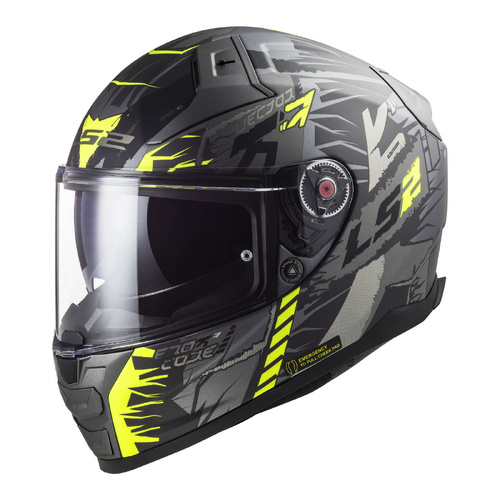 LS2 FF811 Vector II (XL) Techbot Matte Titanium/Hi-Vis Yellow Road Helmet