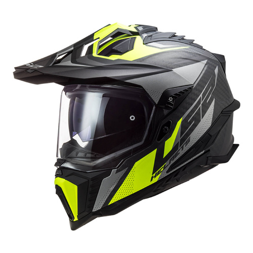 LS2 MX701 Explorer Carbon (L) Focus Matte Titanium/Hi-Vis YellowAdventure Helmet
