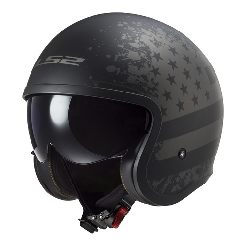 LS2 OF599 Spitfire II (S) Matte Black Flag Helmet Road Helmet