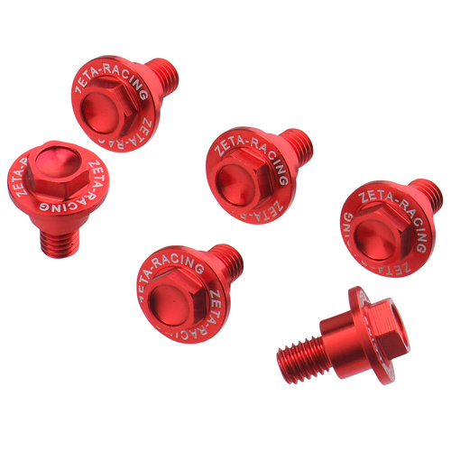 Zeta 6 PC Red Alloy Fork Guard Bolt Set for HUSQVARNA TX125 2017-2019