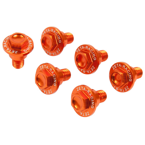 Zeta Orange 6pc Fork Guard Bolt Set for GASGAS ES500 2024-2025