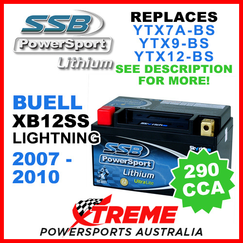 SSB 4-LFP14H-BS Buell XB12SS Lightning 2007-2010 12V 290CCA Lithium Battery