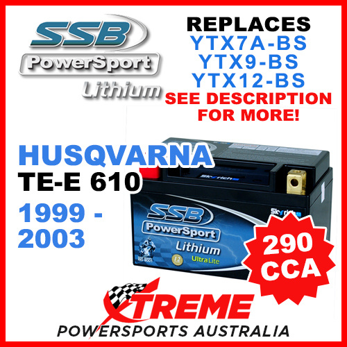 SSB 12V 290 CCA Husqvarna TE-E610 TE-E 610 1999-2003 LFP14H-BS Lithium Battery