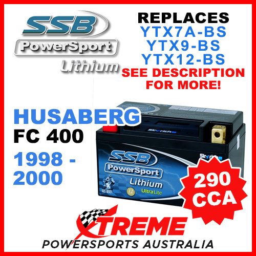 SSB 12V 290 CCA Husaberg FC400 FC 400 1998-2000 LFP14H-BS Lithium Battery