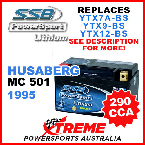 SSB 12V 290 CCA Husaberg MC501 MC 501 1995 LFP14H-BS Lithium Battery