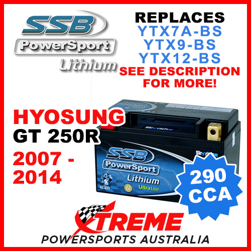 SSB 12V 290 CCA Hyosung GT 250 R 2007-2014 LFP14H-BS Lithium Battery