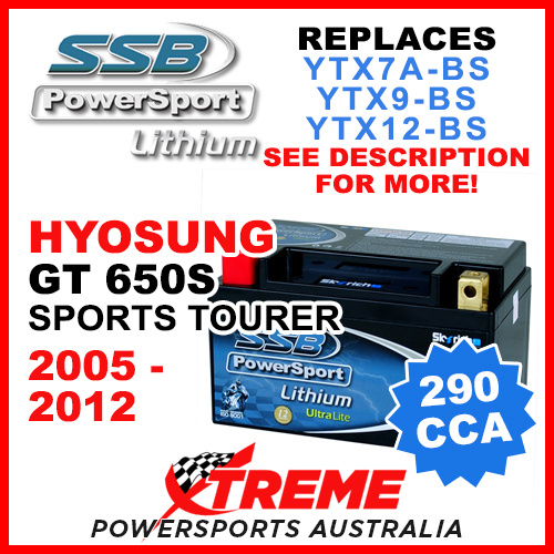 SSB 12V 290 CCA Hyosung GT650S Sports Tourer 2005-2012 LFP14H-BS Lithium Battery