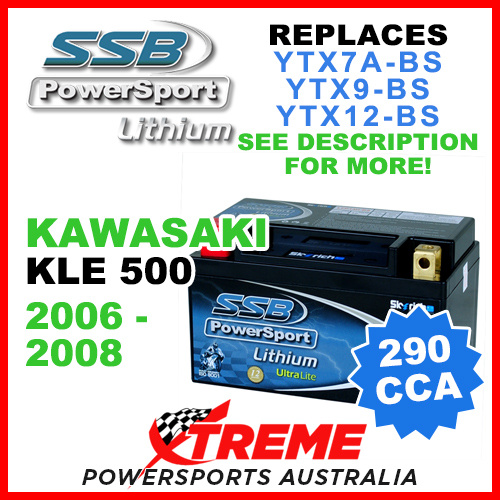 SSB 12V 290 CCA Kawasaki KLE500 KLE 500 2006-2008 LFP14H-BS Lithium Battery