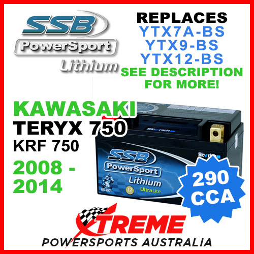 SSB 12V 290 CCA Kawasaki Teryx 750 KRF750 2008-2014 LFP14H-BS Lithium Battery