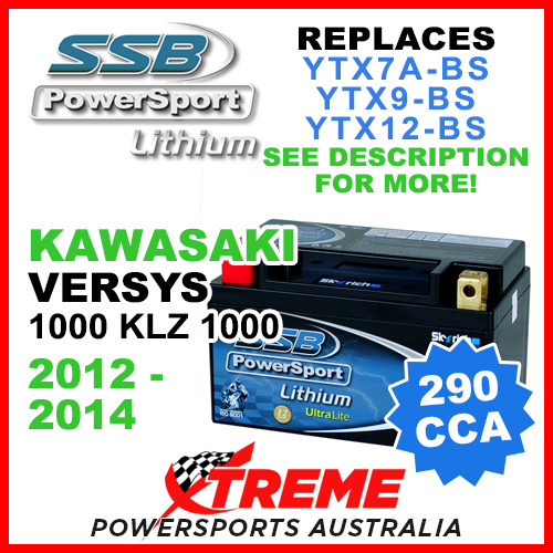 SSB 12V 290 CCA Kawasaki Versys 1000 KLZ1000 2012-2014 LFP14H-BS Lithium Battery