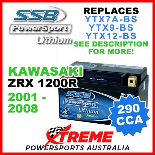 SSB 12V 290 CCA Kawasaki ZRX1200R ZRX 1200R 2001-2008 LFP14H-BS Lithium Battery