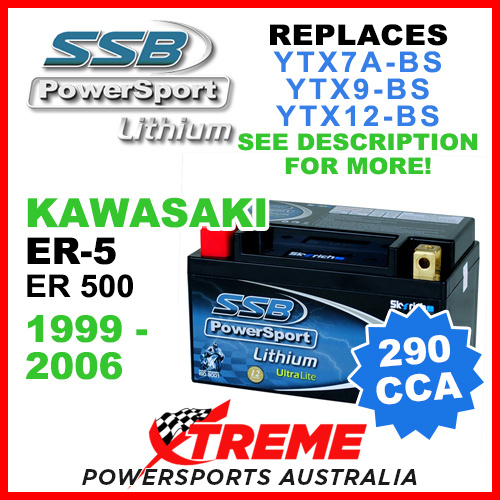 SSB 12V 290 CCA Kawasaki ER-5 ER 500 1999-2006 LFP14H-BS Lithium Battery