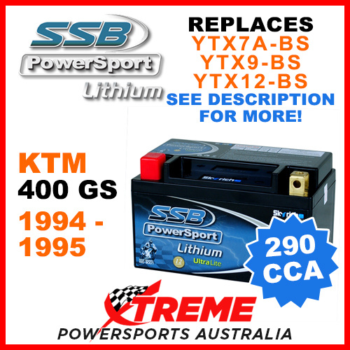 SSB 12V 290 CCA KTM 400 GS 1994-1995 LFP14H-BS Lithium Battery