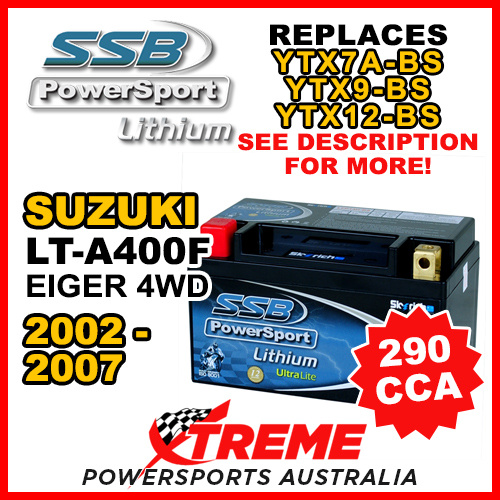 SSB 12V 290 CCA For Suzuki LT-F400 Eiger (2WD) 2002-2007 LFP14H-BS Lithium Battery