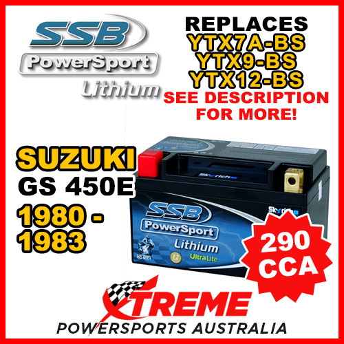 SSB 12V 290 CCA For Suzuki GS450E GS 450E 1980-1983 LFP14H-BS Lithium Battery