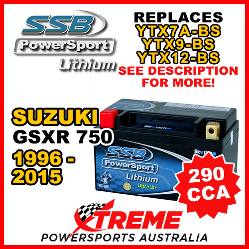 SSB 12V 290 CCA For Suzuki GSX-R750 GSX-R 750 1996-2015 LFP14H-BS Lithium Battery
