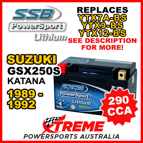 SSB 12V 290 CCA For Suzuki GSX 250S Katana 1989-1992 LFP14H-BS Lithium Battery