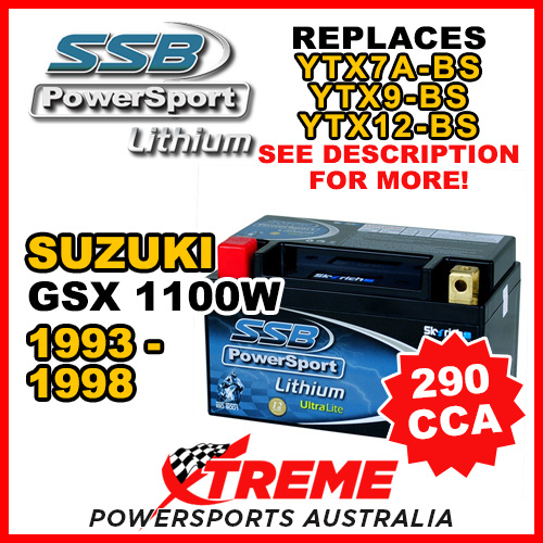 SSB 12V 290 CCA For Suzuki GSX1100W GSX 1100W 1993-1998 LFP14H-BS Lithium Battery