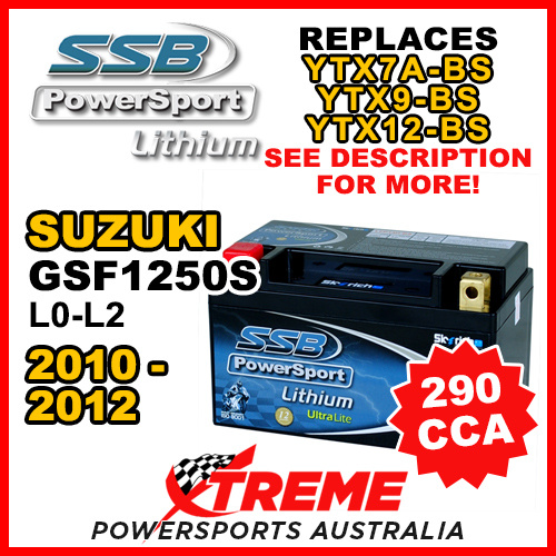 SSB 12V 290 CCA For Suzuki GSF1250S L0-L2 2010-2012 LFP14H-BS Lithium Battery