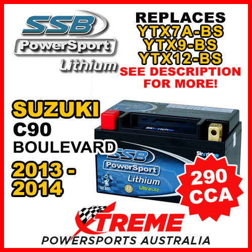 SSB 12V 290 CCA For Suzuki C90 Boulevard 2013-2014 LFP14H-BS Lithium Battery