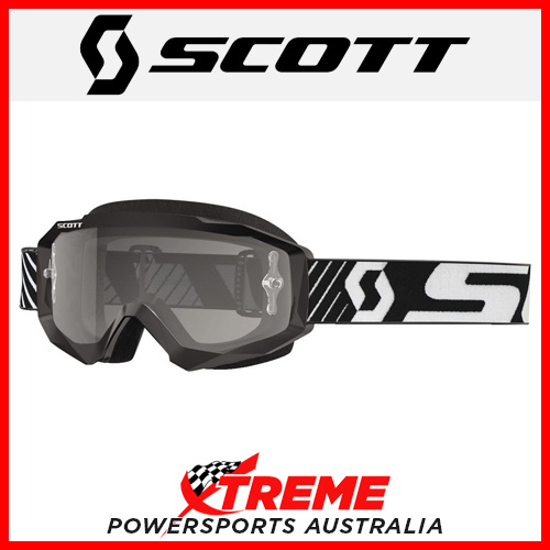 Scott Black/White Hustle MX Goggles With Light Sensitive Grey Lens Motocross