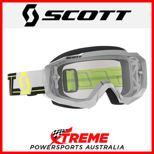 Scott Grey/Yellow Hustle MX Goggles With Clear Lens Motocross Dirt Bike