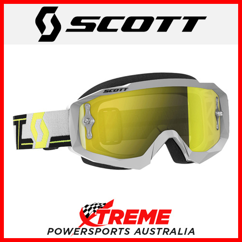 Scott Grey/Yellow Hustle MX Goggles With Yellow Chrome Lens Motocross Dirt Bike