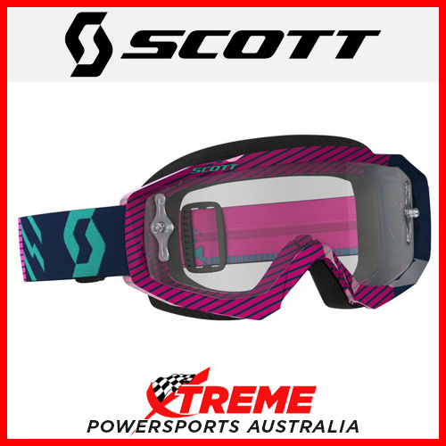 Scott Blue/Pink Hustle MX Goggles With Clear Lens Motocross Dirt Bike