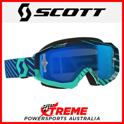 Scott Blue/Teal Hustle MX Goggles With Electric Blue Chrome Lens Motocross Bike