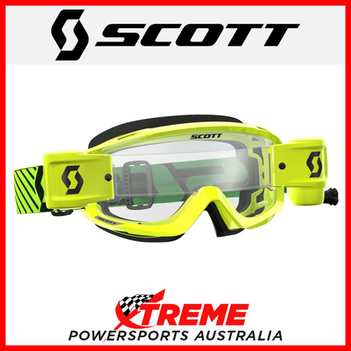 Scott Green/Yellow Split OTG WFS Goggles With Clear Lens Motocross Dirt Bike