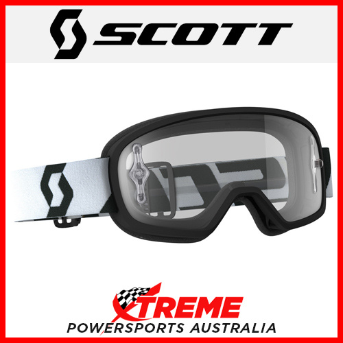 Scott Black/White Buzz MX Pro Goggles With Clear Lens Motocross Dirt Bike