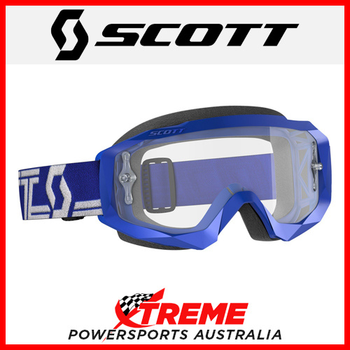 Scott Blue/White Hustle X MX Goggles With Clear Lens Motocross Dirt Bike