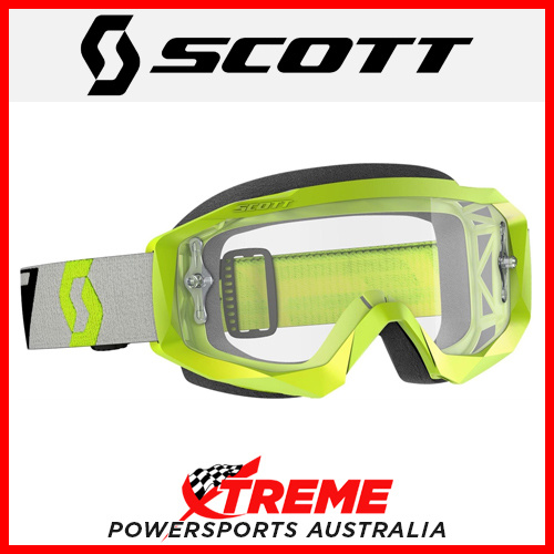 Scott Yellow/Grey Hustle X MX Goggles With Clear Lens Motocross Dirt Bike