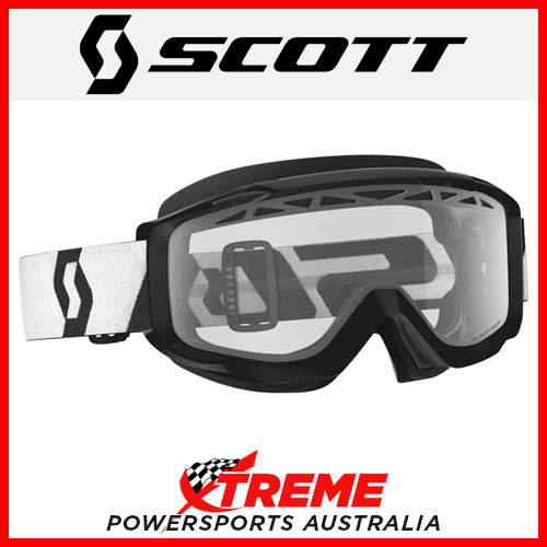 Scott Black/White Split OTG Enduro Goggles With Clear Lens Motocross Dirt Bike