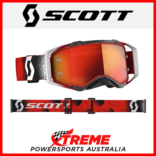 Scott Prospect White/Red Goggles With Orange Chrome Lens MX Dirt Bike Motocross