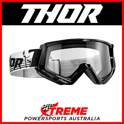 Thor Conquer Black/White Goggles With Clear Lens MX Eyewear Motocross Bike Pro
