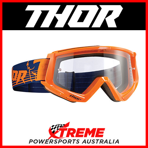 Thor Conquer Orange/Navy Goggles With Clear Lens MX Eyewear Motocross Bike Pro